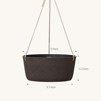 La Jolie Maison Large Hanging Planters - 12 Inch Outdoor Flower Pots, Hanging Garden Planters Set of 2, Iron Color