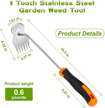 Garden Tools,Weeder Tool,Portable Weeding Tool,Garden weed pulling tool,Adopt Anti Slip Handle,Conforms to Ergonomic Curves,Weed puller tool Suitable for Farm Planting,Gardening(Black Orange Handle)
