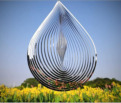 Wind Spinner 3D Water Droplets Shape Highly Reflective Stainless Steel Metal Outdoor Garden Decor, Decorations to Scare Away Yard Birds 12 inch, Birthday Gifts for Mom,Mother's Day,Aunt Gifts
