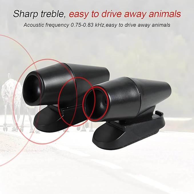 8sanlione Deer Warning Whistle for Car with Extra Tapes, 4 Pack Save Deer Whistles Repellent Devices, Animal Alert for Cars Vehicles Motorcycles (Black/4PCS)