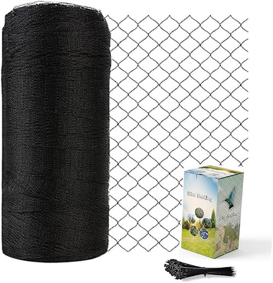 Junflying Bird Netting 30x30 Ft, 1/2" Heavy Duty Garden Protection Cover | Durable 25 GSM HDPE Netting Protects Fruit Trees, Vegetables and Blueberries From Deer, Chickens and Wildlife
