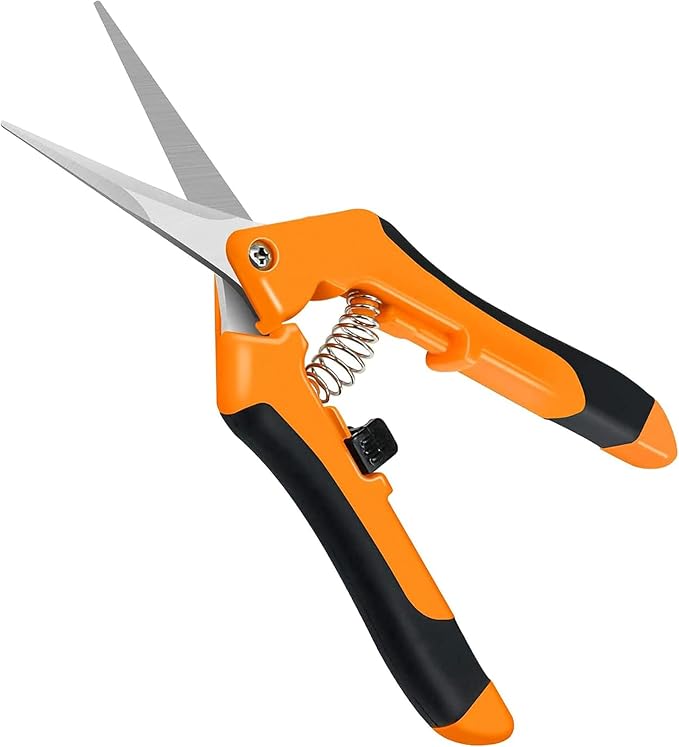 iPower 6.5 Inch Gardening Scissors Hand Pruner 6.5" Pruning Shear Gardening Hand Pruner for Gardening Potting with Titanium Coated Curved Precision Blades, Orange-1 Pack New