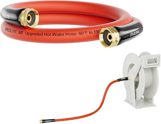 SPECILITE 5/8" Female to Female Hot/Cold Short Leader Hose 3 ft, -50℉-190℉, Flexible & Lightweight Rubber Hoses for Yard, Outdoor, Farm, Red