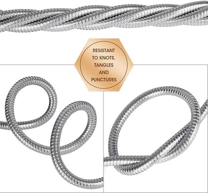 BEAULIFE 304 Stainless Steel Metal Garden Hose Extension 100 Ft with Brass Water Hose Nozzle Flexible & Lightweight Kink Free Hose Connector for Hose Reel Faucet Outdoor