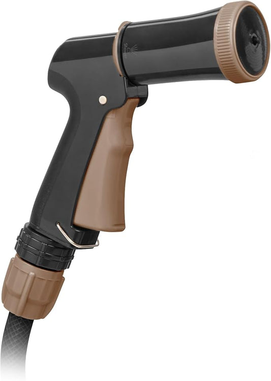 IRIS USA Garden Hose Nozzle, 5 Spray Patterns with Adjustable Water Pressure, Replacement for All-In-One Retractable Hose Reel, Black/Brown
