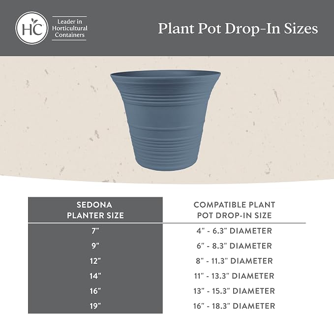 The HC Companies 7 Inch Sedona Round Self Watering Planter Pots, Lightweight UV-Resistant Plastic Indoor & Outdoor Planters, 4-Pack Flower Pots for Garden & Home Decor, Honey