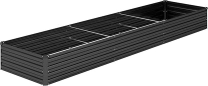 DIIYIV 12x2x1FT Galvanized Raised Garden Bed Kit,Vegetable Boxes-Rectangle Metal Flower Box,Large Planter Raised Beds Outdoor Garden for Planting,Fruit,Herb-Black