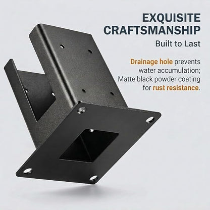 4x4 Post Base Brackets 2PCS - Heavy Duty Powder Coated Steel Post Anchor with 3.6"x3.6" Inner Size for Deck, Pergola, Fence and Mailbox Mount