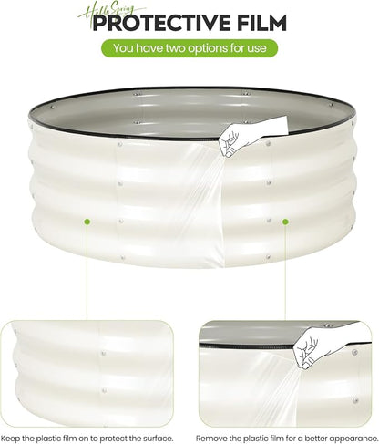 Galvanized Raised Garden Bed Outdoor, Round Metal Planter Boxes 2 Pcs, 3x3x1ft Steel Raised Bed Kit for Planting Vegetables, Fruits, Flowers(White)