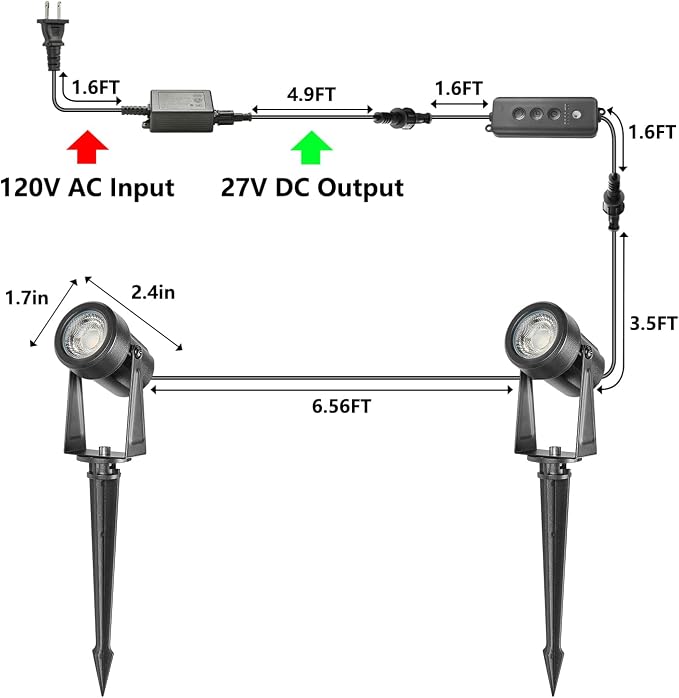 SUNTHIN Outdoor Landscape Lighting with Dusk to Dawn Sensor Controller, 4 Pack