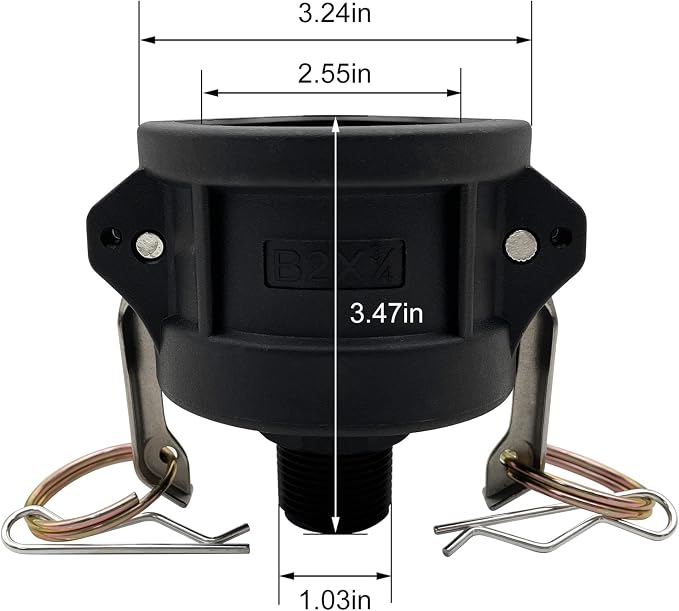 2pcs Fittings Adapter for IBC Tote Tank 275 330 Gallon Garden Hose Camlock 2 inch to 3/4 inch