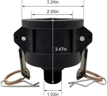2pcs Fittings Adapter for IBC Tote Tank 275 330 Gallon Garden Hose Camlock 2 inch to 3/4 inch
