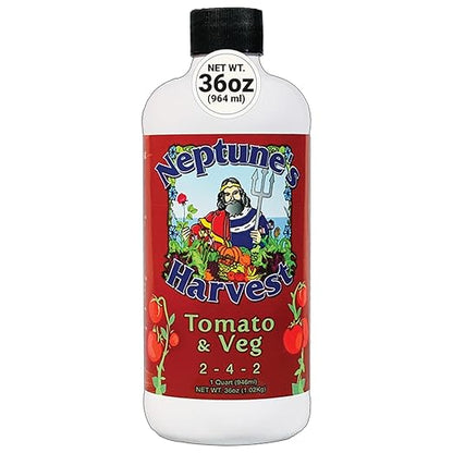 Neptune’s Harvest Organic Tomato & Vegetable Plant Fertilizer (2-4-2) - Liquid Plant Food w/Fresh Fish, Seaweed, Molasses, Yucca Extract, & Humic Acids - for Vegetable Garden (Quart (Single))