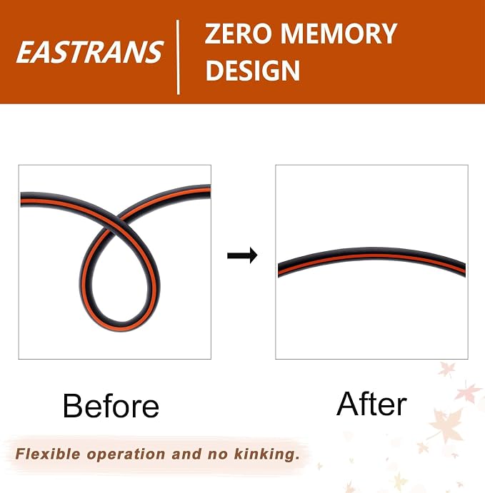 EASTRANS Female to Female Garden Hose 15 ft x 5/8", Heavy Duty Short Water Hose with 3/4" Solid Brass Connector, Flexible, Lightweight, Black & Orange