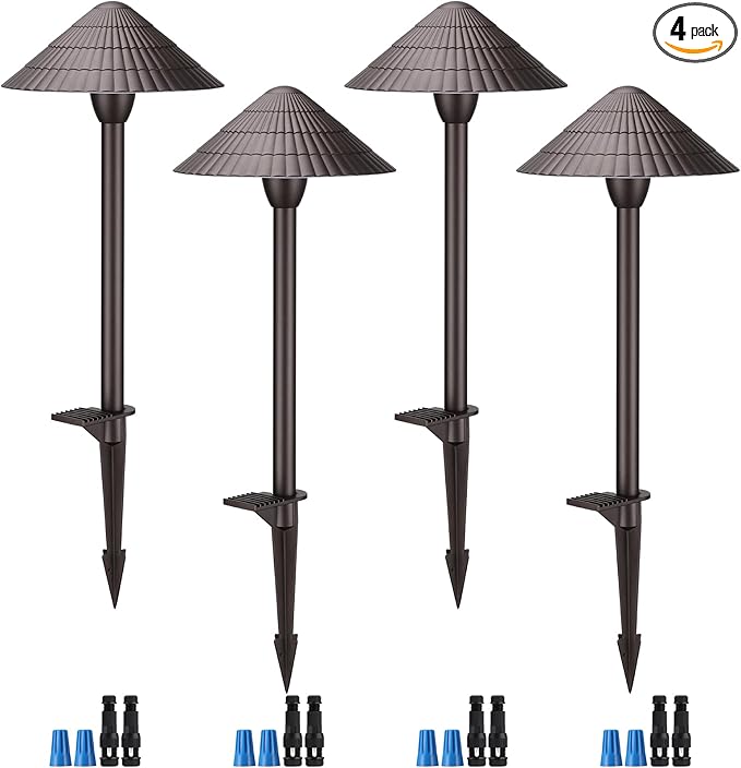 LEONLITE 4-Pack 5CCT LED Low Voltage Landscape Path Lights, 12-24V AC/DC | 3W 120LM, CRI90, ETL Listed, Cast Aluminum, IP65, 1800K/2700K/3000K/4000K/5000K, Wired Pathway Lights, for Yard Lawn