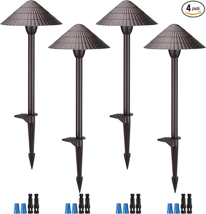 LEONLITE 4-Pack 5CCT LED Low Voltage Landscape Path Lights, 12-24V AC/DC | 3W 120LM, CRI90, ETL Listed, Cast Aluminum, IP65, 1800K/2700K/3000K/4000K/5000K, Wired Pathway Lights, for Yard Lawn