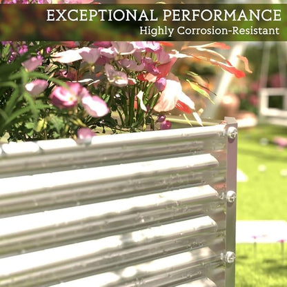 3pcs Tall Galvanized Raised Garden Bed Outdoor,Steel Garden Bed for Vegetables,Above Ground Garden Box for Flower,Metal Raised Beds for Gardening - 4x2x1.5ft