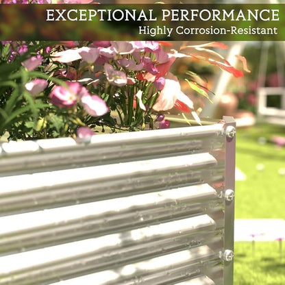 2pcs Tall 8ft Galvanized Raised Garden Bed Outdoor,Above Ground Garden Bed for Vegetable,Metal Raised Beds for Flower,Steel Raised Beds for Gardening - 8x3ft