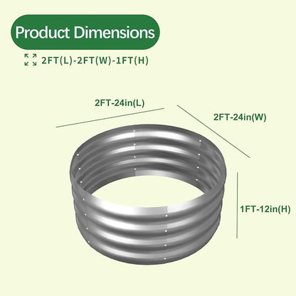 Galvanized Garden Bed Kit for Vegetables/Herbs/Flowers, Raised Planter Box, Outdoor, 2x2x1 Feet