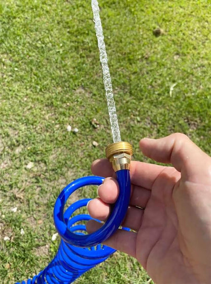 SANFU PU Recoil Garden Water Hose 3/8"ID(9.5 x 12.7mm) x 15ft Premium with 3/4"Inch Brass Fittings Retractable, Outdoor Patio Hose Marine&Boat, Blue(15')