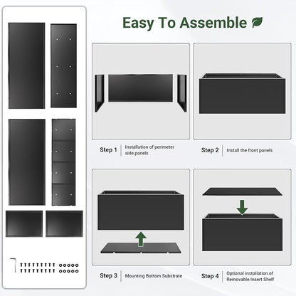 Metal Planter Box 46” x 16” x 16”, Tall Rectangle Planter Box | with Drainage Holes & Rust-Proof Coating, Modern Outdoor Black Planter Box for Porch, Garden, Patio, Yard