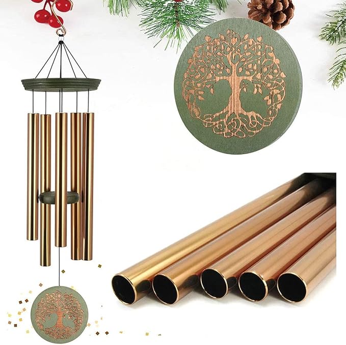 ASTARIN Wind Chimes for Outside,Outdoor Wind Chimes for Mother & Grandma - Large Garden Hanging Decor with Tree of Life Engraving, Perfect for Yard, Home, Christmas, Birthdays