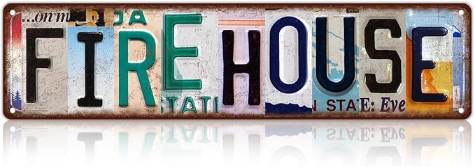 Vintage Fire House Street Sign Wall Decor Metal Tin Signs