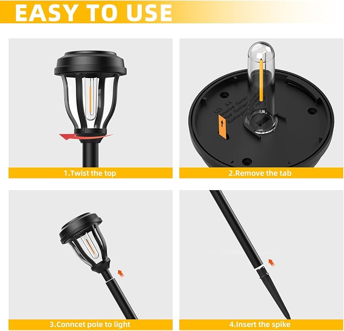 DERAYSION 6 Pack Solar Lights Outdoor, Solar Pathway Lights Waterproof Garden Landscape Lighting for Path, Yard, Walkway, Driveway Decor- 6 Pack Warm White | Solar Lights Outdoor Waterproof LED Garden Lights Outdoor Solar Lights for Yard Landscape Path...