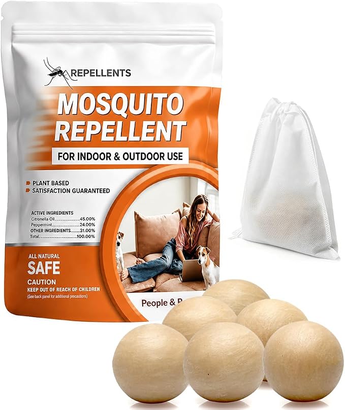 SCFKAOF Mosquito Repellent Outdoor Patio, Mosquito Deterrent for Yard, Indoor Mosquito Repellent Balls, Mosquito Repeller for Patio, Keep Mosquito Away, Covers 120 Sq. Ft, 60 Days Protection-6 Packs