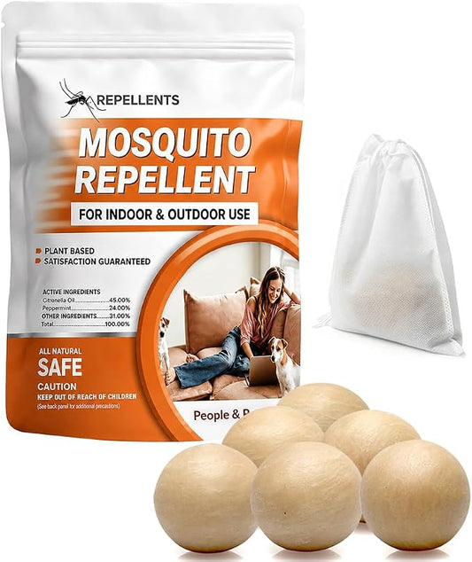 SCFKAOF Mosquito Repellent Outdoor Patio, Mosquito Deterrent for Yard, Indoor Mosquito Repellent Balls, Mosquito Repeller for Patio, Keep Mosquito Away, Covers 120 Sq. Ft, 60 Days Protection-6 Packs