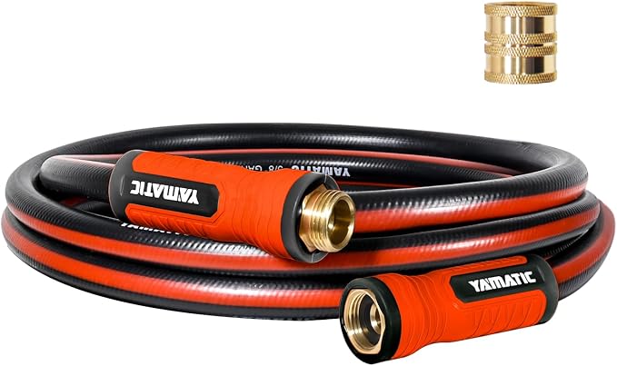 YAMATIC 15FT Flexible Garden Hose Female to Female 5/8in, Burst 300 PSI | 15 ft Short Leader Hose, 2-in-1 Dual Use with 3/4" Solid Brass Swivel Fittings, Small Water Hose Extension for Reel Lawn Yard