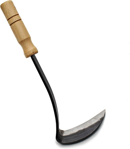 Kings County Tools Japanese Made Weeding Sickle Tool | Nejiri Kama | Razor Sharp 4" Drop Forged Steel Blade | Designed for Strength, Durability, and Quick Weed Removal | 7" Overall Length