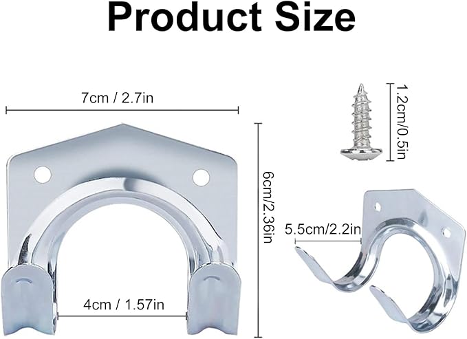 5 Pack Hanger Hooks Set with Screws, Wall Mounted Tool Hangers Garage Storage Hooks for Garage Shed Hanging Bracket Garden Tools
