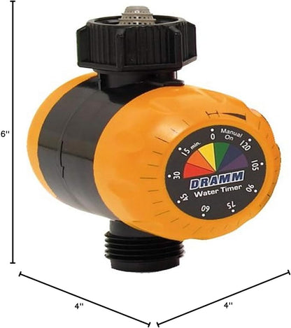 Dramm ColorStorm Premium Water Hose Timer, Mechanical, Turns Water Off Automatically, Up to 120 Minutes of Run Time, Compact for Lawn, Drip, Soaker Hose and Garden, Orange