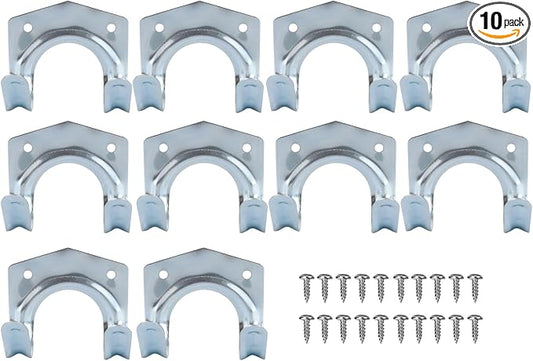 10 Pack Hanger Hooks Set with Screws, Wall Mounted Tool Hangers Garage Storage Hooks for Garage Shed Hanging Bracket Garden Tools