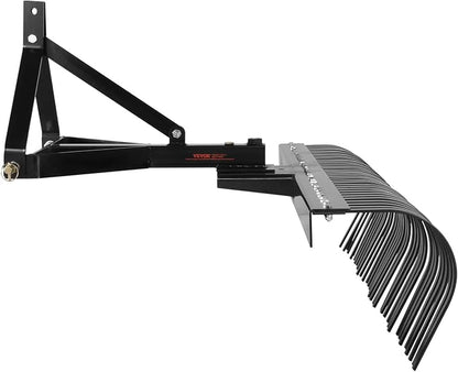 VEVOR Tow Behind Dethatcher, 72-inch 3-Point Tow Behind Lawn Dethatcher Rake with 36 Steel Tines for Tractor, Heavy Duty Landscape Rake with Attachments for Lawn, Garden, Farm, Grass, and Branches