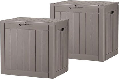 Outdoor Storage Box, 32 Gallon Resin Deck Boxes Outdoor Waterproof For Patio Furniture, Garden Tools, Pool Supplies, Lockable And UV Resistant (a Set of 2,Striped Gray)