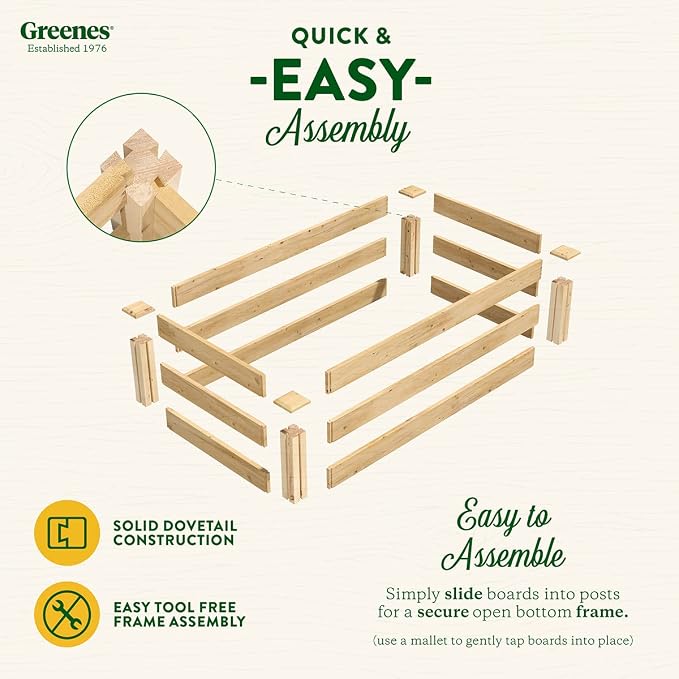Greenes Fence Premium Cedar Raised Garden Bed, 2' x 4' x 10.5" (3/4" Thick) (3-Pack) - Made in USA with North American Cedar