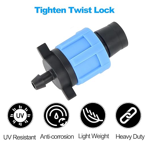 Bandelt 60Pcs 5/8" Drip Tape Connectors 1/4" Barb, Drip Tape Fittings, Drip Irrigation Tubing Coupling, 1/4" Barb for 5/8" Drip Tape Irrigation System