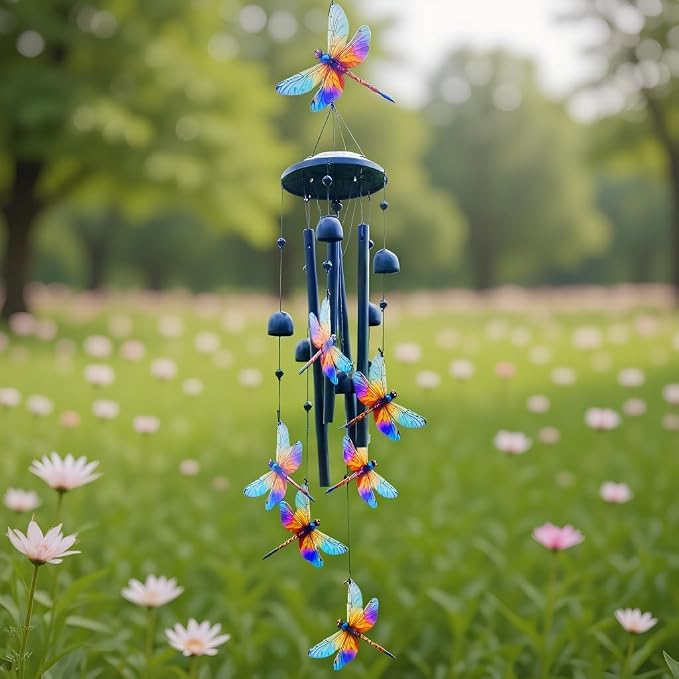Wind Chimes for Outside,Metal Windchimes Outdoors,Wind Bells Hanging Decorate for Patio,Garden,Backyard or Porch,Gardening Gifts for Bird Lover,Women,Men/Mom,Birthday Party Decorations (Dragonfly)