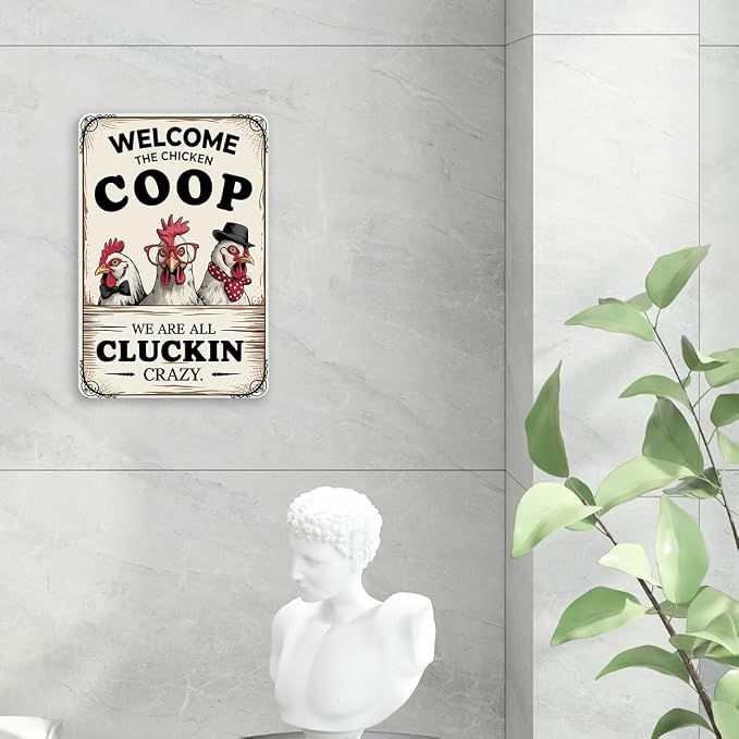 mmiishe Chicken Coop Accessories Wall Decorations Vintage Chicken Gifts for Farmers Funny Metal Signs for Coop Garden Kitchen Fences Gate Retro Wall Art Birthday Anniversary Decoration Metal Tin Sign