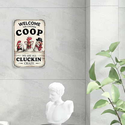 mmiishe Chicken Coop Accessories Wall Decorations Vintage Chicken Gifts for Farmers Funny Metal Signs for Coop Garden Kitchen Fences Gate Retro Wall Art Birthday Anniversary Decoration Metal Tin Sign