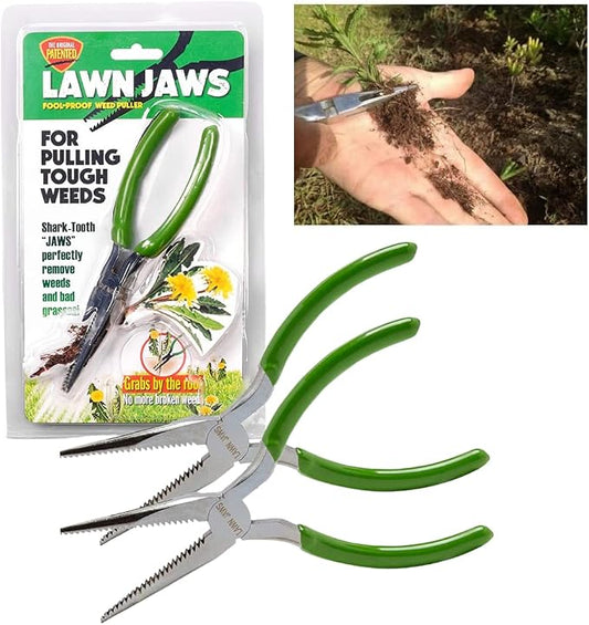 Lawn Jaws The Original Sharktooth Weed Puller Remover Weeding & Gardening Tool Weeder(2pk) -Pull from The Root Easily! Ergonomic Handheld Weeding Tool for Spring Summer Cleaning, For All Age Gardeners