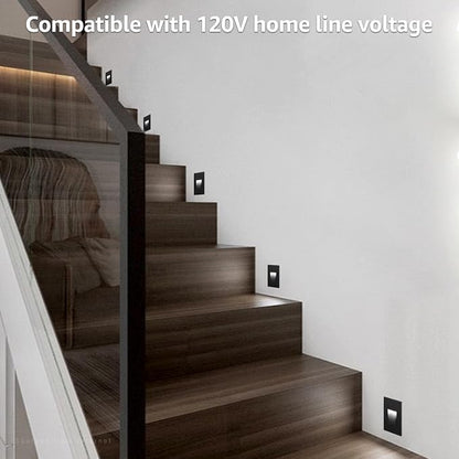 LEONLITE 6-Pack 5CCT 120V LED Step Lights, Vertical, Black | 150LM, 5%-100% Dimmable, CRI90, ETL, Indoor Outdoor Stair Lights, Wet Location, 2700K/3000K/3500K/4000K/5000K, Aluminum