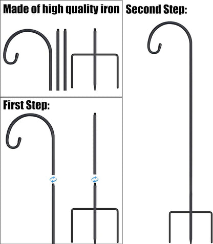 FEED GARDEN Adjustable 32 Inch Shepherd Hooks Thick Rust Resistant Steel Shepard Hooks for Outdoor Hanging Lanterns, Bird Feeders, Solar Lights, Weddings Decor 4 Pack