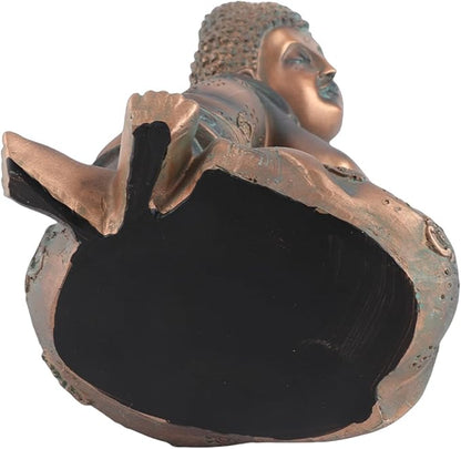 Buddha Statue for Outdoor Garden Decor 9.1in Meditating Zen Figurine Synthetic Bronze Finish Yard Patio Ornament Gift