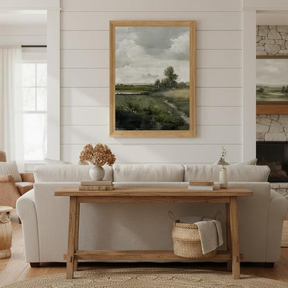 smvexyl Framed Landscape Wall Art, Neutral Nature Canvas Print, 8x10 | Neutral tree landscape art in wood frame for living room bedroom office or farmhouse wall decor
