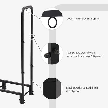 8FT Firewood Rack Outdoor with Cover, Heavy Duty Wood Holder with Log Carrier, Adjustable & Waterproof Log Holder Wood Storage Stand for Fireplace Patio Outdoor, Black