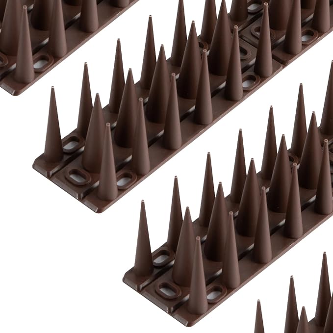 OFFO Bird Spikes for Pigeon Woodpecker Crow, Covers 45.1 Feet(13.7m), Outdoor Use for Balcony Patio Window, Easy to Install, Brown