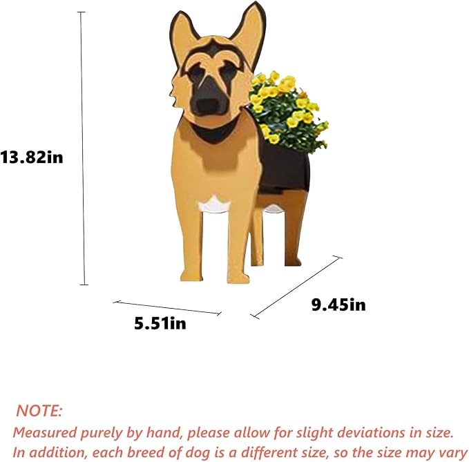 German Shepherd Dog Planter Pots, 9.45x 5.51 x 13.82 Inches | Dog Flower Pot, Cute Animal Shaped Plant Pot, Gifts for Women & Pet Lovers, Indoor Outdoor Garden Home Office Decor